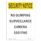 Signmission OSHA Security Sign, 5" Height, No Dumping Surveillance Camera $50 Fine, Portrait OS-SN-D-35-V-11728 - alternate 1